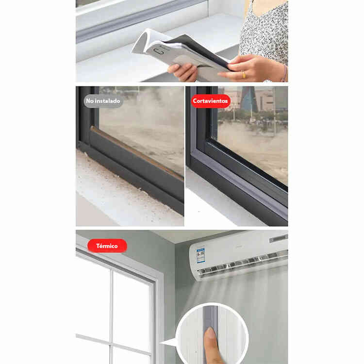 2 Tiras de Sellado Autoadhesiva para Ventanas y Puertas Corredizas