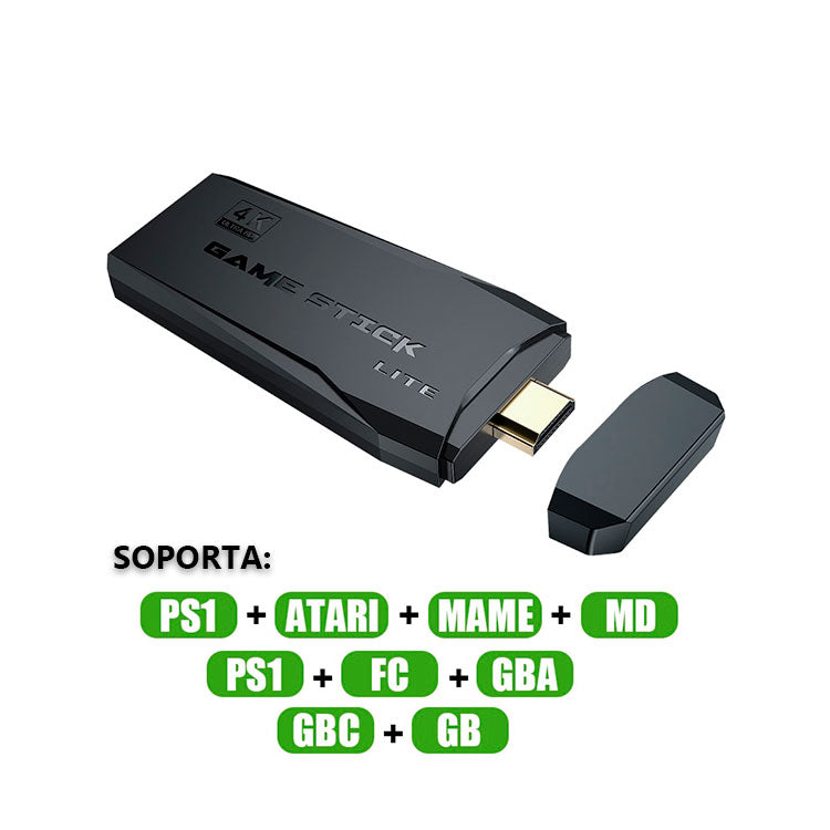 Consola de Videojuegos Retro de 64G Stick Lite 4K Incluye 2 Controles con 10.000 Juegos Integrados