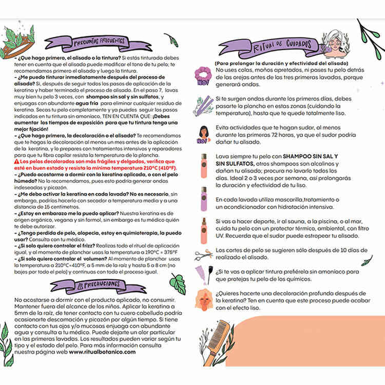 Keratina Vegana de Origen Orgánico Ritual Botánico de 120 ml y 250 ml