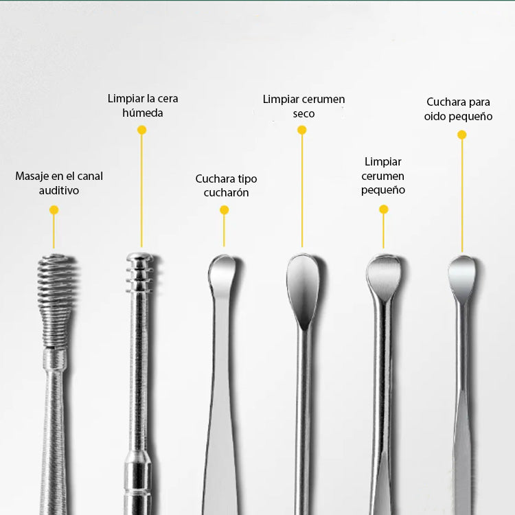 Kit de Limpieza de Cera de Oídos con 6 Piezas Portátil