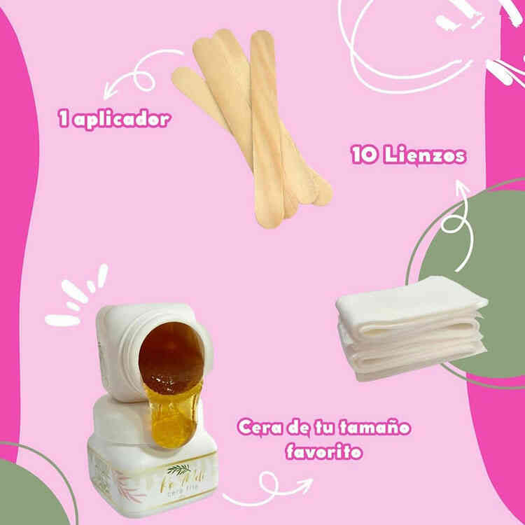 Kit Cera Fría para Depilación Corporal + 10 Lienzos y Aplicador Ka Meli