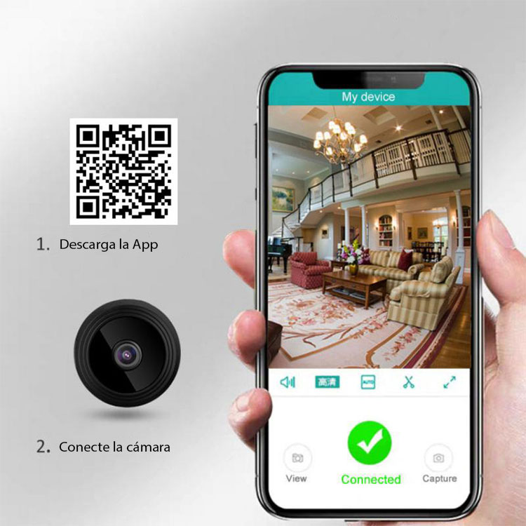Mini Cámara Espía de Seguridad para Interior con Visión Nocturna + Base | WiFi FULL HD