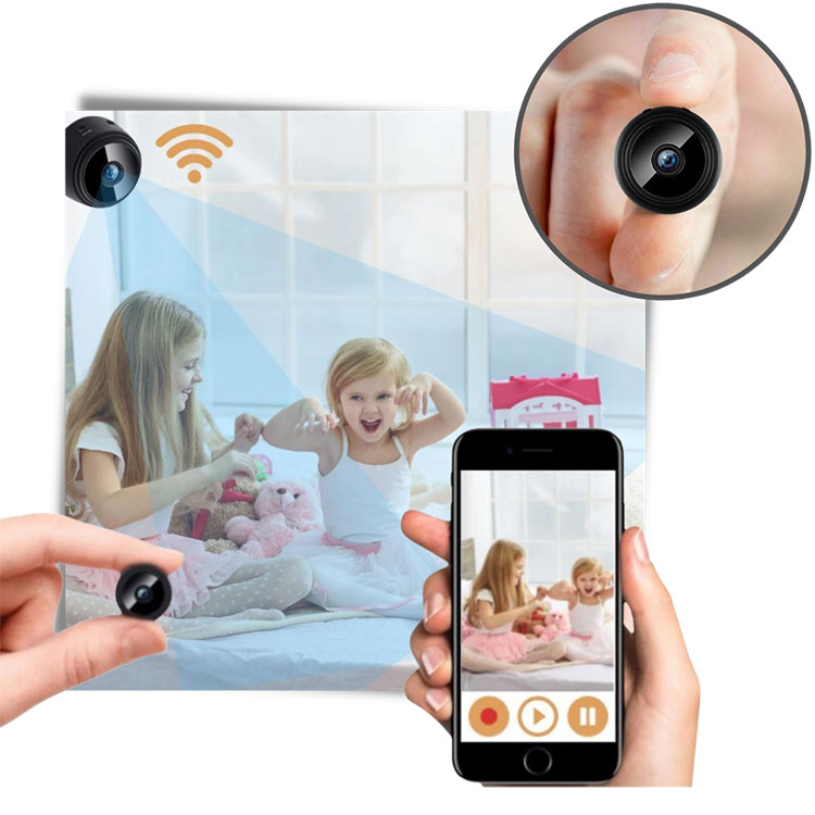 Mini Cámara Espía de Seguridad para Interior con Visión Nocturna + Base | WiFi FULL HD