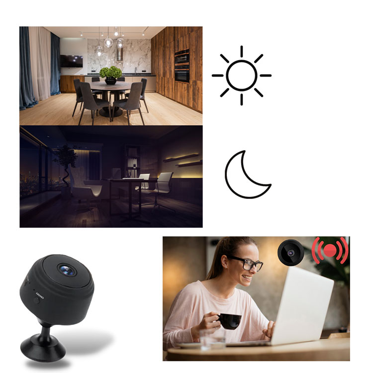 Mini Cámara Espía de Seguridad para Interior con Visión Nocturna + Base | WiFi FULL HD