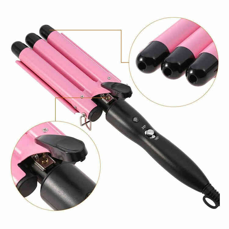 Pinza 3 Tubos Rizador y Encrespador de Cabello Ondas de Sirena