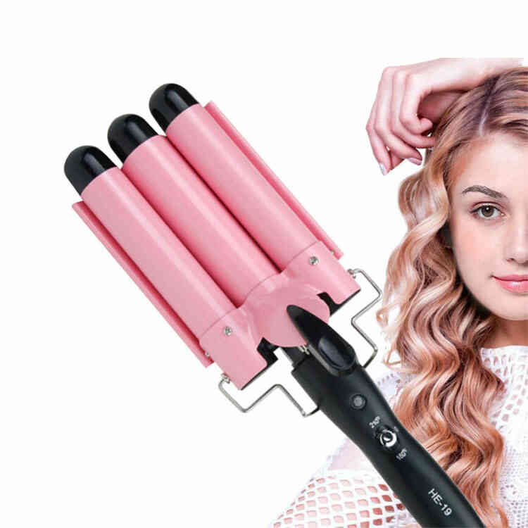 Pinza 3 Tubos Rizador y Encrespador de Cabello Ondas de Sirena