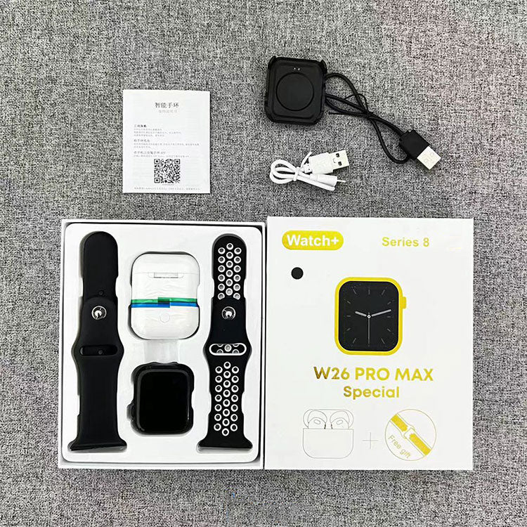 Reloj Inteligente Pulsera Deportiva + Audífonos Inalámbricos W26 PRO MAX Special + Manilla de Regalo