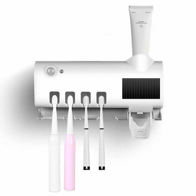 Soporte Dispensador de Cepillo y Crema Dental Inteligente Filtro UV y Panel Solar