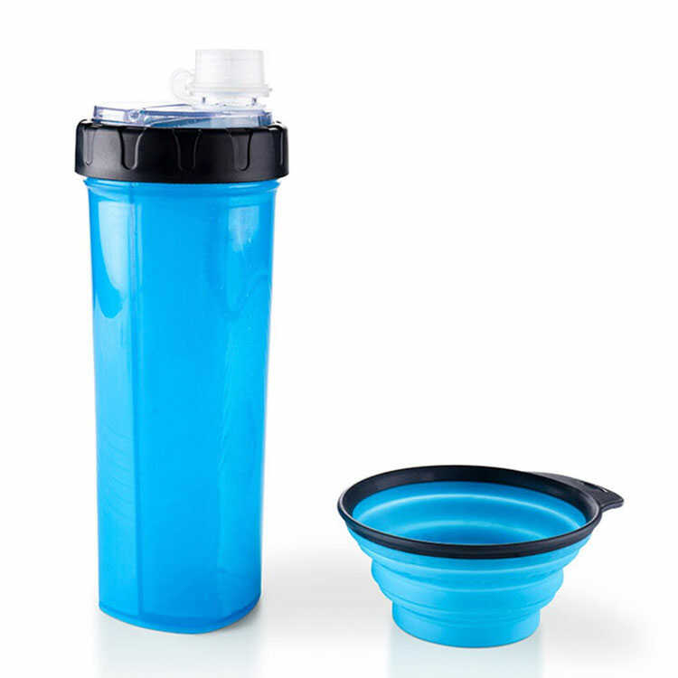 Comedero para Mascotas Plegable de Silicona + Termo para Mascotas Doble Compartimento con Plato Plegable para Mascotas