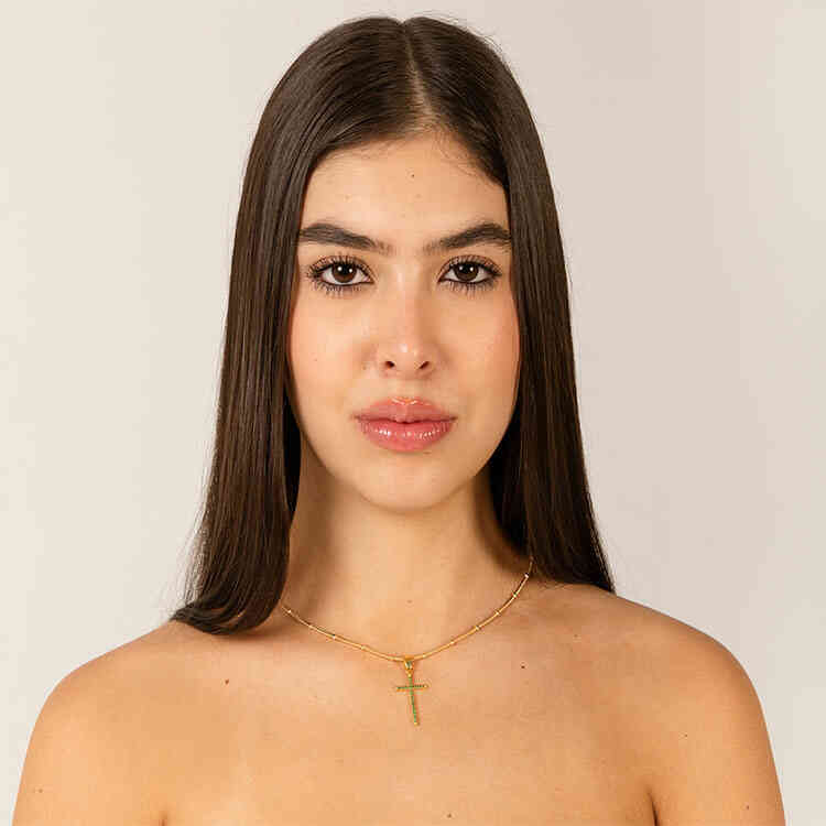 Dije Cruz de FE Tipo Esmeralda | ORO AURUX