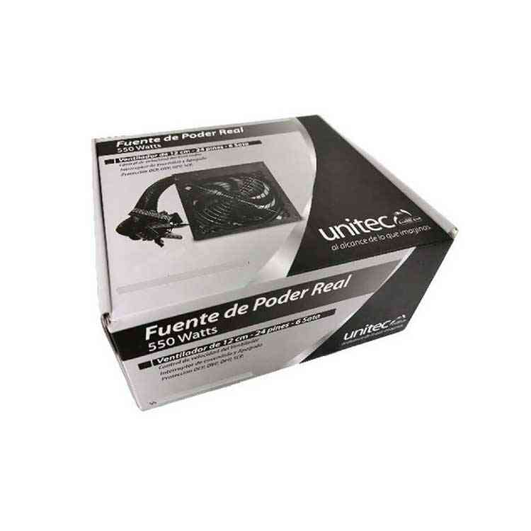 Fuente de poder para regulación y estabilidad de la electricidad Ventilador de 12 cm -24 pines - 6 Sata ELITE 550W Unitec