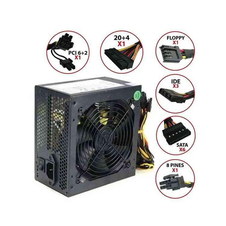 Fuente de poder para regulación y estabilidad de la electricidad Ventilador de 12 cm -24 pines - 6 Sata ELITE 550W Unitec