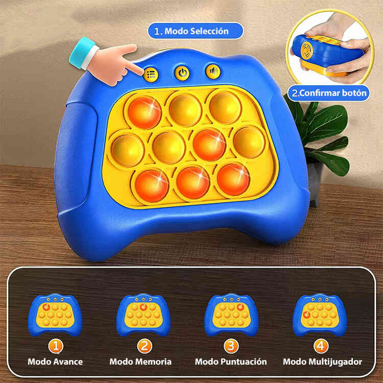 Juego de Puzzle Pop It Electrónico LED | Juguete Antiestrés en Forma de Consola de Videojuegos para Niños y Adultos