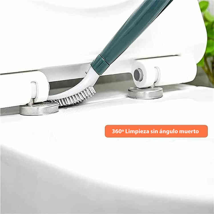 Juego de Soporte y Cepillo Limpiador de Baño con Dispensador de Jabón
