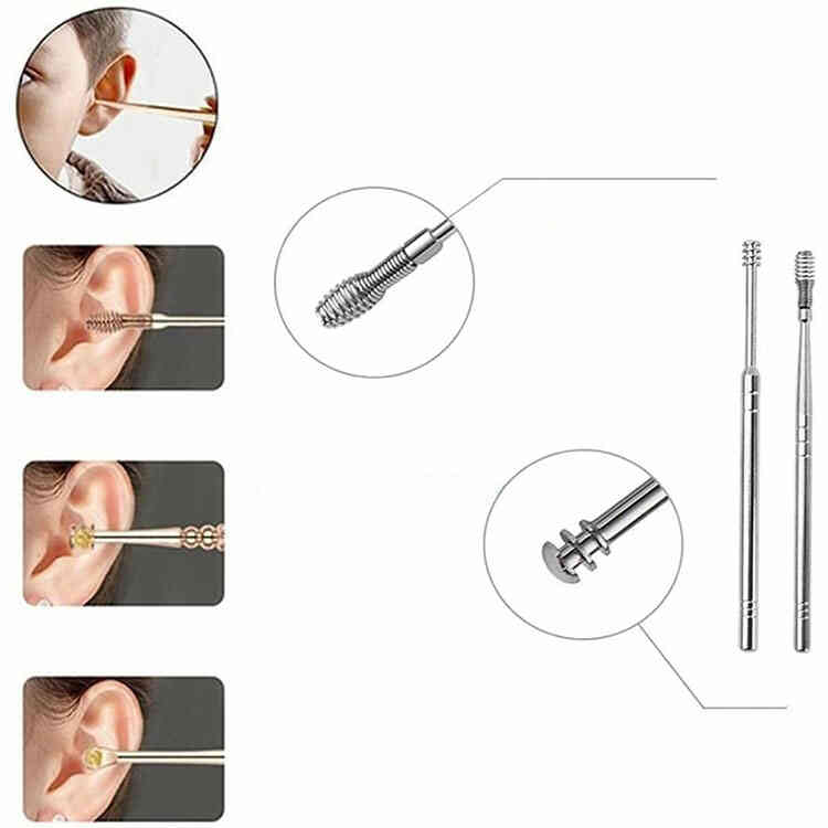 Kit de Limpieza de Cera de Oídos con 6 Piezas Portátil