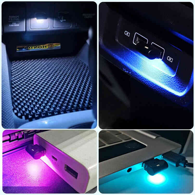 Mini Luz LED RGB de 8 Colores USB para Interior de Carro