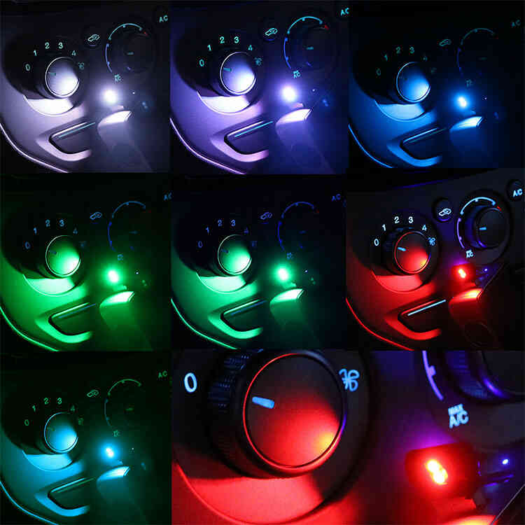 Mini Luz LED RGB de 8 Colores USB para Interior de Carro