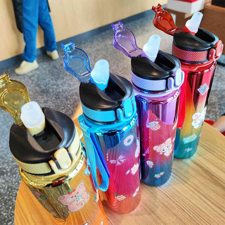 Termo Botella de Agua Motivacional Metalizado de 1 Litro con Tapa Flip y Pitillo con Stickers