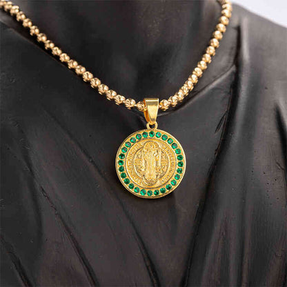 Medallón San Benito Tipo Esmeralda | ORO AURUX