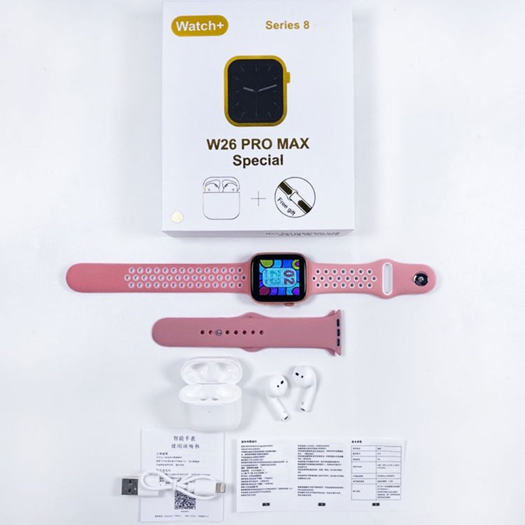 Reloj Inteligente Pulsera Deportiva + Audífonos Inalámbricos W26 PRO MAX Special + Manilla de Regalo