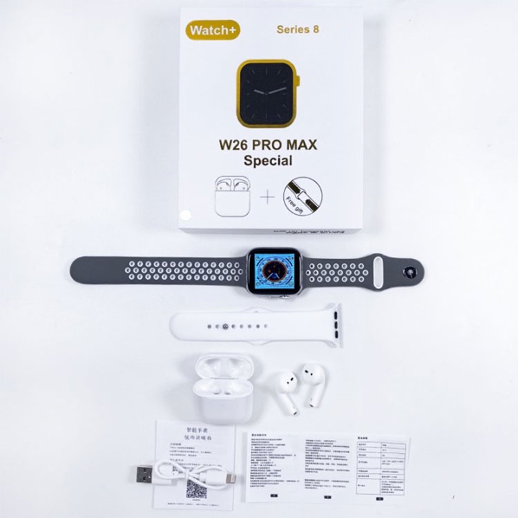 Reloj Inteligente Pulsera Deportiva + Audífonos Inalámbricos W26 PRO MAX Special + Manilla de Regalo