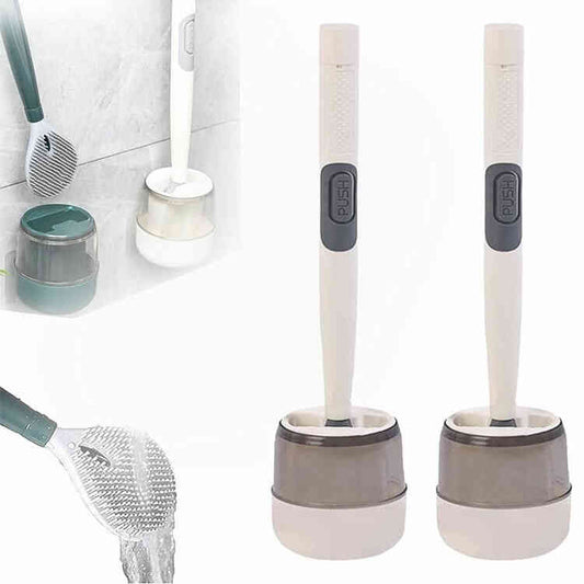 Juego de Soporte y Cepillo Limpiador de Baño con Dispensador de Jabón