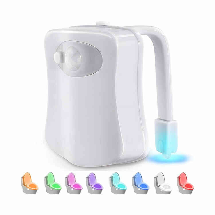 Luz Nocturna LED de Inodoro con Sensor de Movimiento Automático PIR 8 Luces de Colores