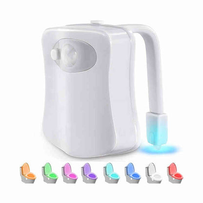 Luz Nocturna LED de Inodoro con Sensor de Movimiento Automático PIR 8 Luces de Colores